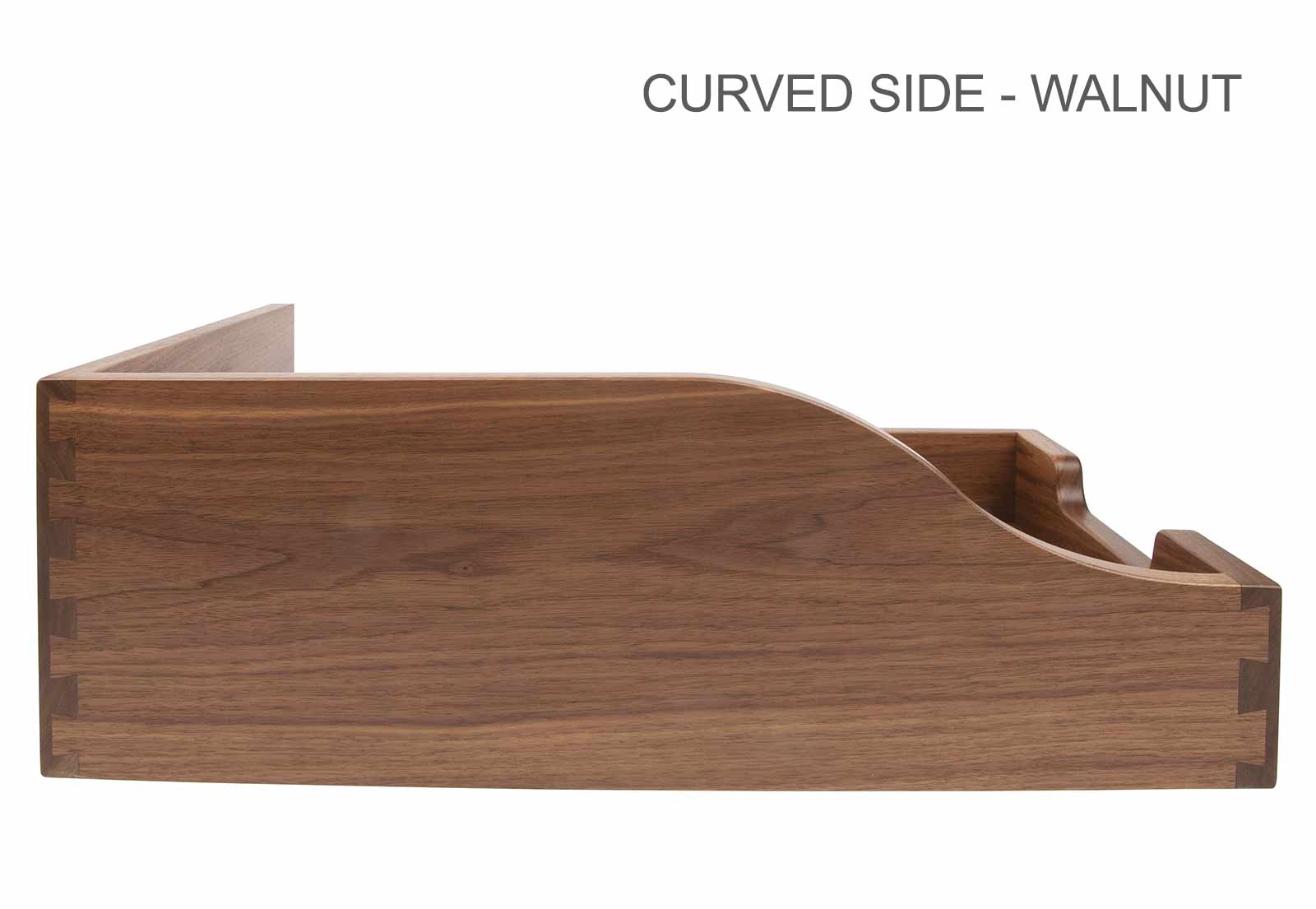 curved side in walnut finish