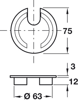 Cable Outlet, Ø 63 mm, One Part