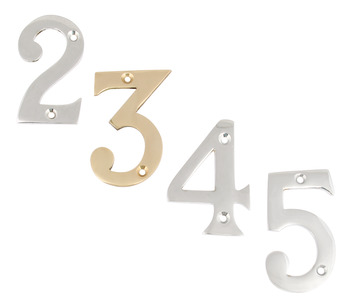 Numeral, 0-9, Face Fixing, 76 mm High, Zinc Alloy