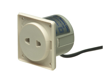 Shaver Socket, 55 x 55 mm, for use with Isolating Transformer and Hinged Cover