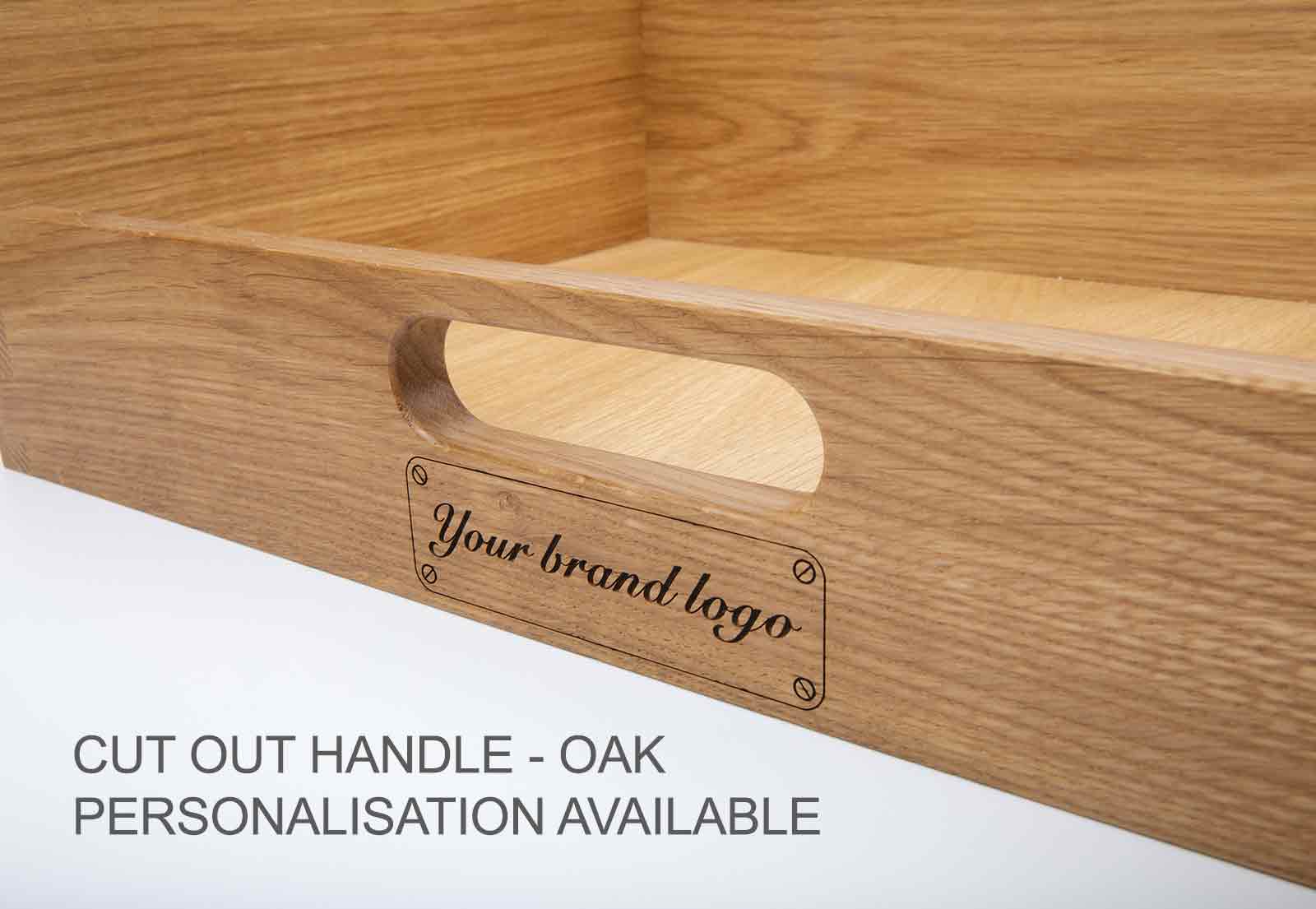 Cut out handle in oak with personalisation