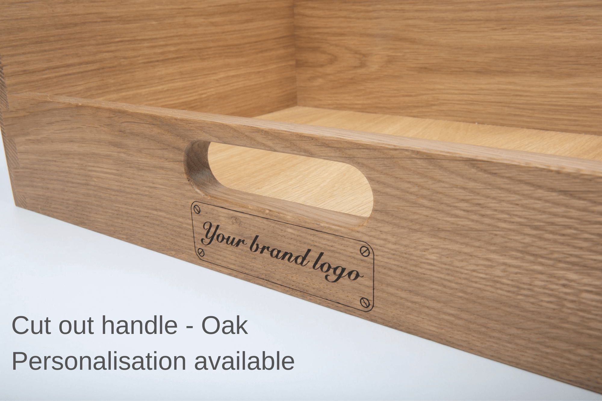Cut out handle in oak with personalisation