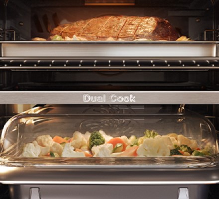 Dual cook and duel cook flex ovens