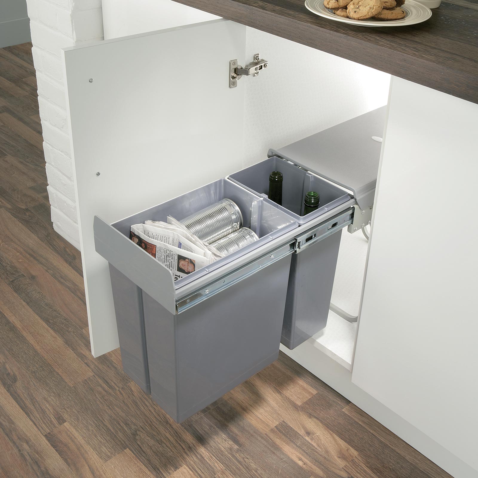 Kitchen Bins Häfele U K, Pull Out Kitchen Cabinet Integrated Recycle Waste Bin 500mm