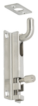 Barrel Bolt, Straight or Cranked Neck, Width 38 mm, Stainless Steel