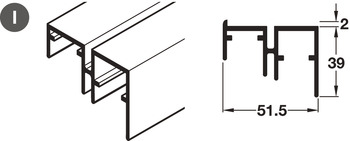 Bottom Guide Profile, for Sliding Cabinet Doors, Häfele System 10