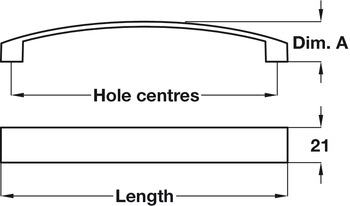 Bow Handle, Zinc Alloy, Fixing Centres 128-256 mm, Melbury
