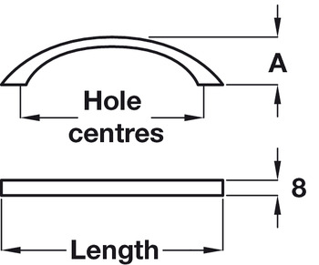 Bow Handle, Zinc Alloy, Fixing Centres 64-288 mm, Cordelia