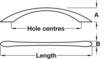 Bow Handle, Zinc Alloy, Fixing Centres 96-224 mm, Sabine