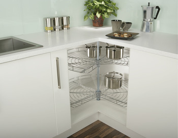 Ø600, White Three Quarter Kitchen Cabinet 270 Degree Corner Carousel