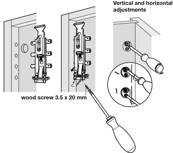 Concealed Cabinet Hanger, Dowel/Screw Mounting, Spider