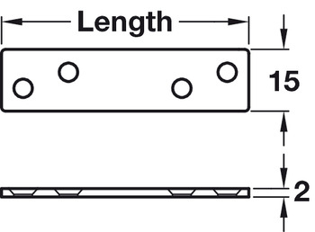 Connecting Plate, Screw Fixing, with Four Screw Holes, Steel