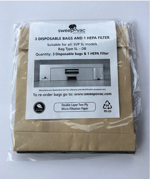 Disposable Bags & Filter, for Slimline Sweepovac