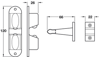 Door Holder, Automatic, Length 120 mm, Steel Catch, Aluminium Engaging Part