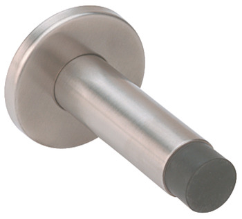 Door Stop, Wall Mounted, Overall Projection 82 mm, Stainless Steel, Rubber Buffer