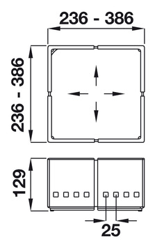 Drawer Insert, Set of 2 or 3, Depth 236-368 mm, Cuisioflex