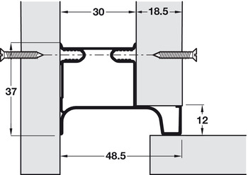 End Profile, for Vertical Fixing between Cabinet and Door, Gola System D