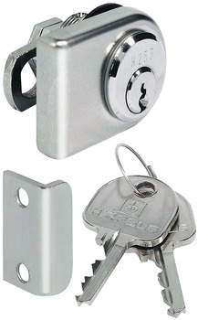 Glass Door Cylinder Lever Lock, with Nut Attachment and with Key Trap, for Glass Panels from 4-10 mm