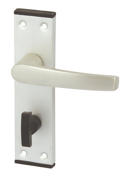 Lever Handles, on Backplates for Bathroom Lock, Aluminium