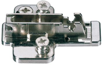 Mounting Plate, Cruciform Cam Adjusting, Pre-Mounted Euro Screw Fixing, for Grass Click On System Hinges, Nexis