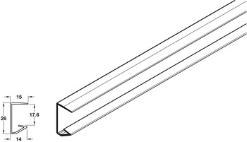 Profile, Length 4100 mm, for 18 mm Thick Wooden Shelves