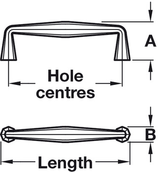 Pull Handle, Brass, Length 144 mm, Fixing Centres 128 mm, Burbridge