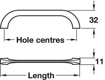 Pull Handle, Zinc Alloy, Fixing Centres 128-320 mm, Ceylon