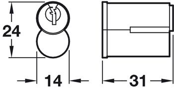 Removable Cylinder, for Simplex 1000 Mechanical Digital Locks, Key Override Versions