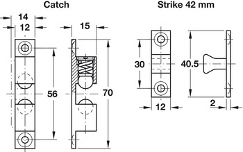 Twin Ball Catch, for Screw Fixing