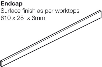 Worktop Endcap, Solid Surface, Pastel, Apollo® Magna