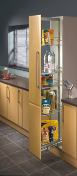 Pull Out Larder Unit, Chrome Linear Wire Baskets, Centre Mounting
