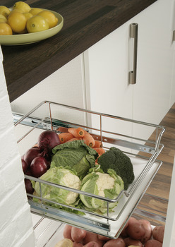 Pull Out Storage Basket Set, Chrome Linear Wire Baskets, for Cabinet Widths 300-600 mm, Soft Closing