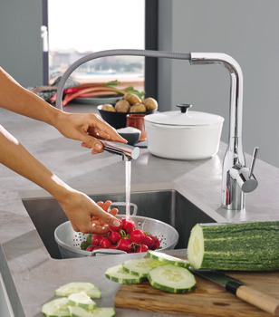 Tap, Single Lever Monobloc Mixer, Pull Out Spray, Grohe Essence