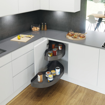Pull Out Shelving Unit, Premea Lava Grey Solid Base and Wire Shelves, Vauth-Sagel Cornerstone Maxx