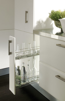 Pull Out Storage Unit, Two Tier, for Cabinet Width 150 mm, Dynamic Soft Closing Runners
