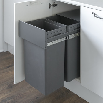 Pull Out Waste Bin, for Hinged Door Cabinet Width Min. 400 mm, Waste Boss Duo