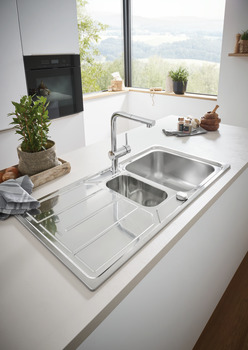 Sink, 1.5 Bowl with Drainer, Grohe K500