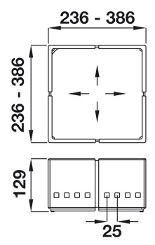 Drawer Insert, Set of 2 or 3, Depth 236-368 mm, Cuisioflex
