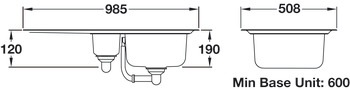 Sink, 1.5 Bowl and Drainer, Rangemaster Sedona SD9852