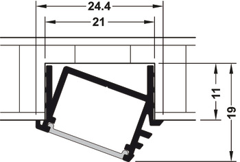 Aluminium Profile, for Recess Mounting, Angled, 11 mm Depth, Loox 1192