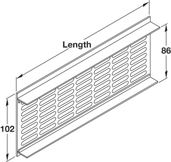 Ventilation Grille, for Recess Mounting with 30 x 6 mm Oval Slots Arranged in Parallel