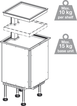 Corner Storage Unit, Vertical Rising, 2 or 3 Trays, Ninka Qanto