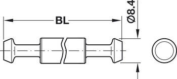 Maxifix Universal Connectors, Double Ended Bolt, Ø 8.4 mm