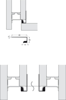 Profile Handle, for Vertical Fixing between Cabinet and Oven, Gola System D