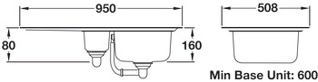 Sink, 1.5 Bowl and Drainer, Rangemaster Baltimore BL9502