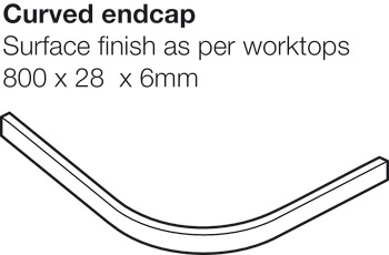 Worktop Curved Endcap, Solid Surface, Mocha Sparkle, Apollo® Magna