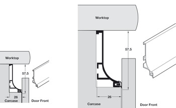 Profile Handle, for Horizontal Fixing under Worktops, Gola System B