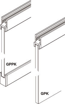 Fitting Set, for Sliding Cabinet Glass Doors, Eku-Clipo 16 GPK Inslide