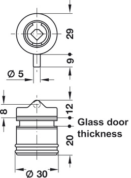 Glass door lock for hinged doors,, Symo, for screw fixing