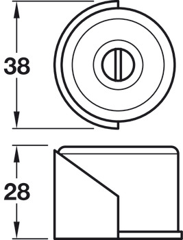 Door Stop, Floor Mounted, Ø 38 mm, Brass, Rubber Buffer